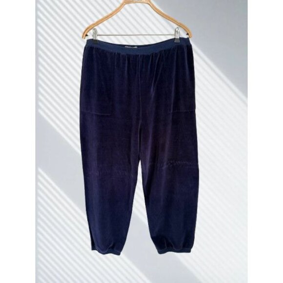 Velvet Sonia Rykiel Paris Womens Cropped Lounge Pants Dark Navy Elastic Waist Re - Picture 1 of 7